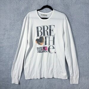 Spiritual Gangster Breathe Raise Your Vibration Thermal Shirt White Womens XL